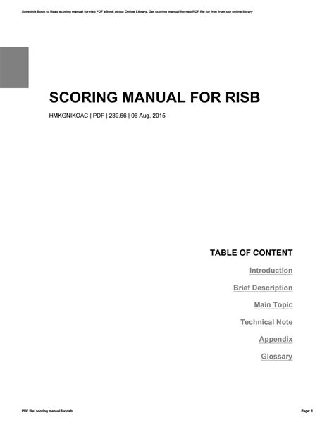 risb scoring manual pdf