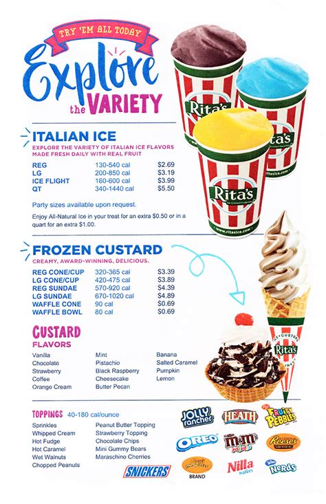 rita's italian ice menu prices