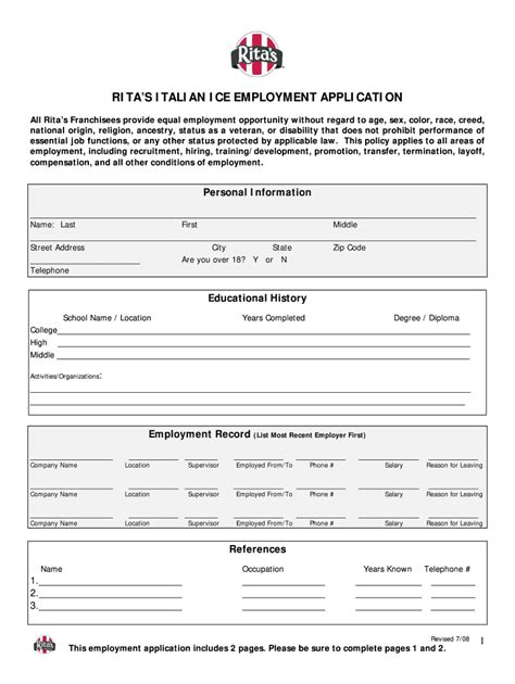 rita's job applications