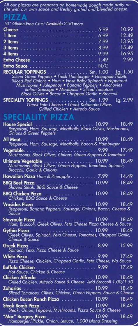 rita's pizza winslow maine menu