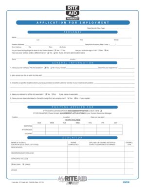 Rite Aid Online Printable Application