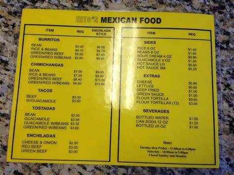 ritos mexican surprise menu