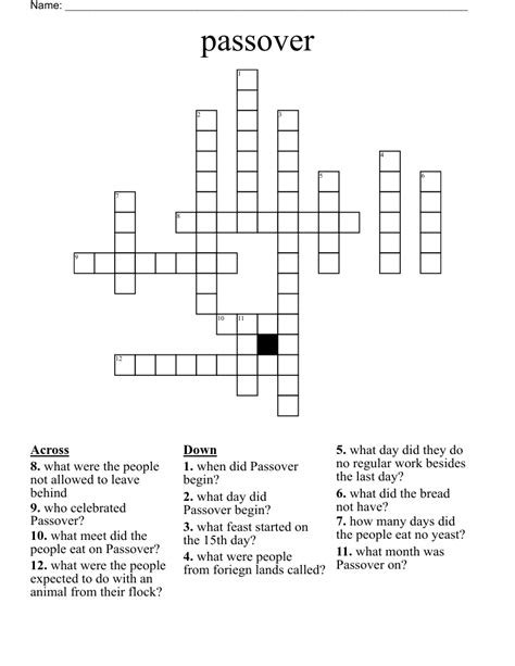 ritual passover feast crossword