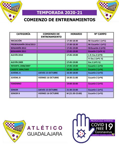 river horario de entrenamiento