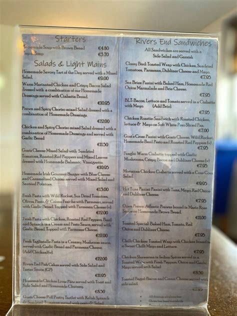 Rivers End Brewing Menu