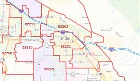 Riverside County, CA Zip Code Wall Map Red Line Style by MarketMAPS