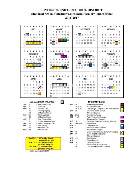 riverside school district calendar