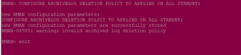 Rman-08591: Warning: Invalid Archived Log Deletion Policy