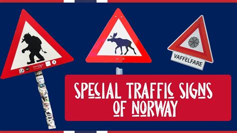 Beautiful Scenic Road In Norway. Typical Warning Road Sign Stock Photo
