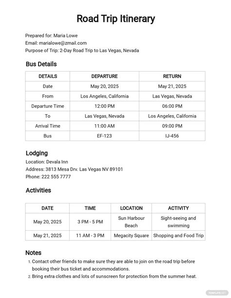 Free Printable Travel Planner Vacation itinerary template, Travel
