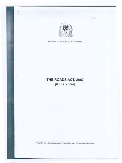 road act 2007 tanzania