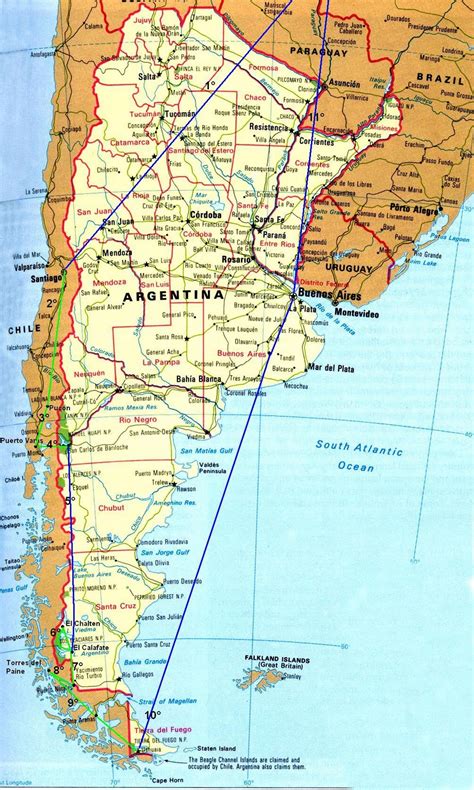 road map of chile and argentina