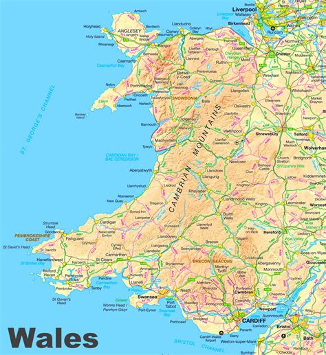 road map of england and wales with towns