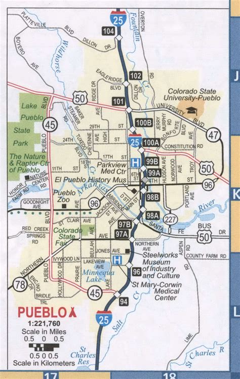 road map of pueblo colorado