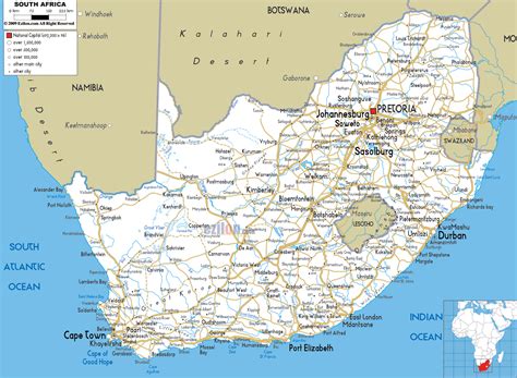 road map of south africa map