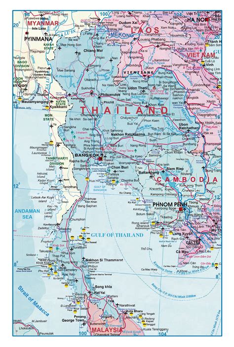 road map of thailand in english