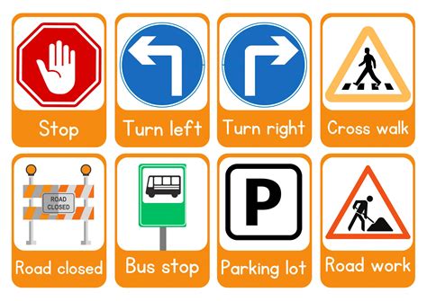 Road Sign Flashcards Printable
