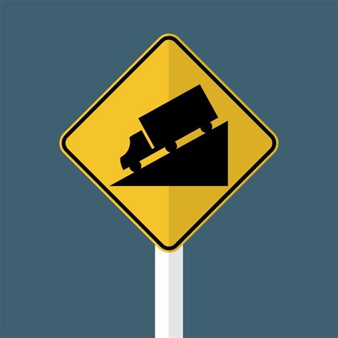 road sign with truck going down hill