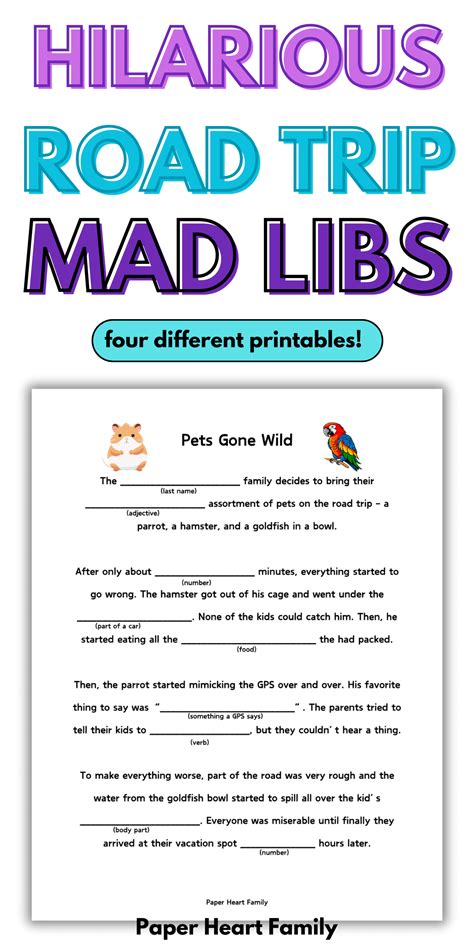 Road Trip Mad Libs Printable