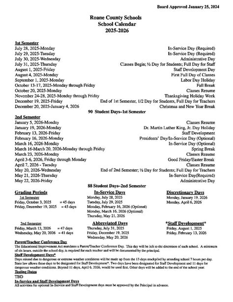 Roane Schools Calendar
