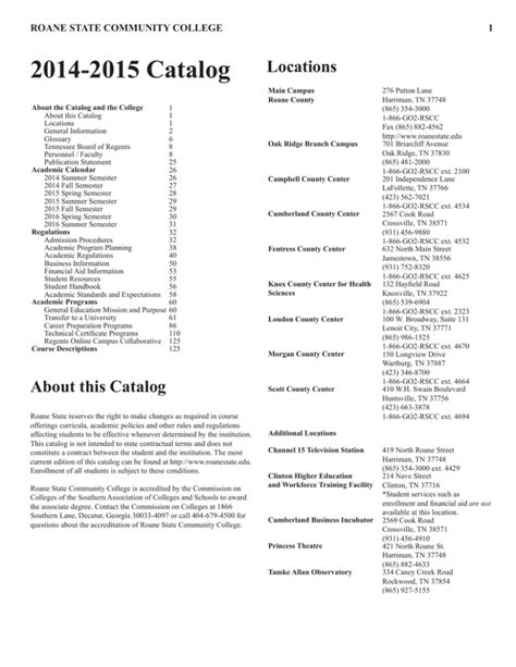 Roane State Course Catalog