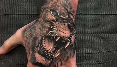 Roaring lion hand tattoo Lion hand tattoo, Hand tattoos