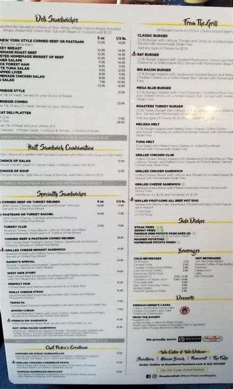 Roasters N Toasters Menu