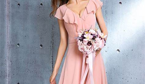 Robe Couleur Vieux Rose Cérémonie Mariage Longue à épaule Dénudé