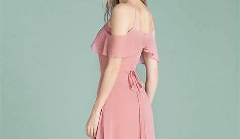 Robe cérémonie mariage vieux rose longue à épaule dénudé