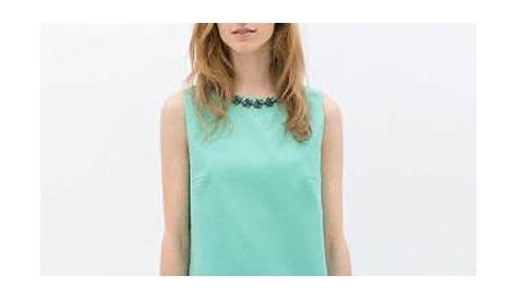Zara Animal Print Jacquard Dress Robe vert d eau, Robe