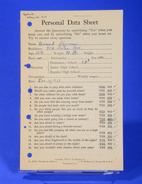 robert woodworth personal data sheet