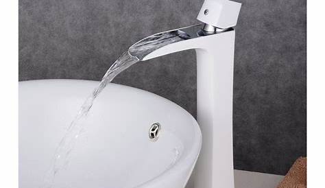 Robinet Lavabo Blanc Mitigeur Contemporain Avec Bec En Cascade