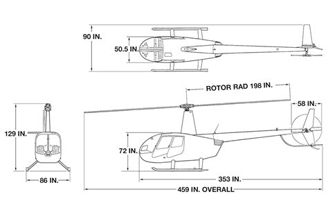 robinson r44 helicopter dimensions