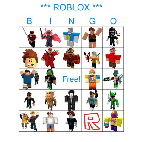 Roblox Bingo Board Printable