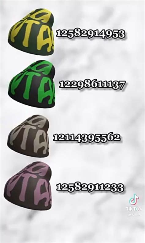 roblox codes hats