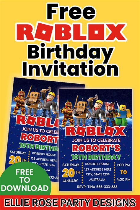 Roblox Free Printable Invitations