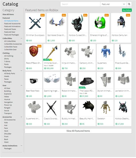 Roblox Free Stuff Catalog