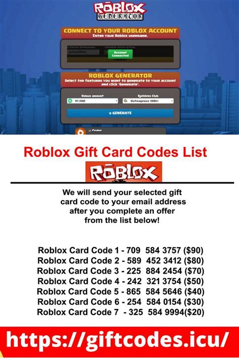 roblox gift card list