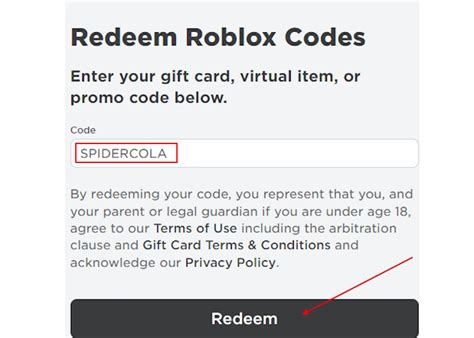 Roblox Promo Code Menu