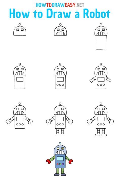 How To Draw A Robot Step By Step Drawing and Coloring