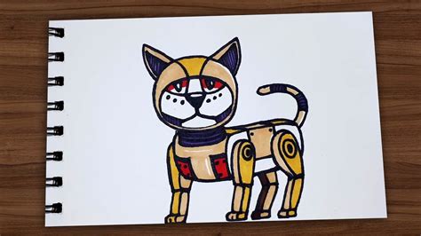 robot cat drawing for kids
