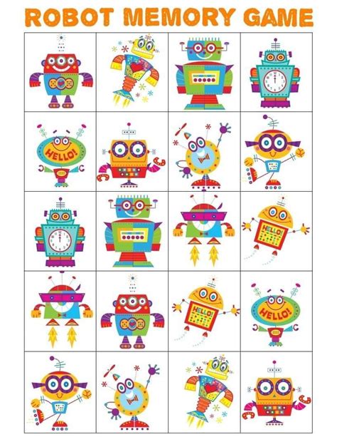 Robot Kids Memory Game Printable