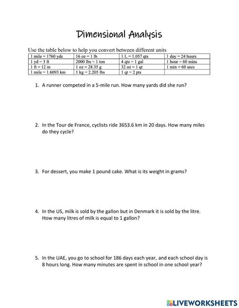 Robot Math Dimensional Analysis Worksheet