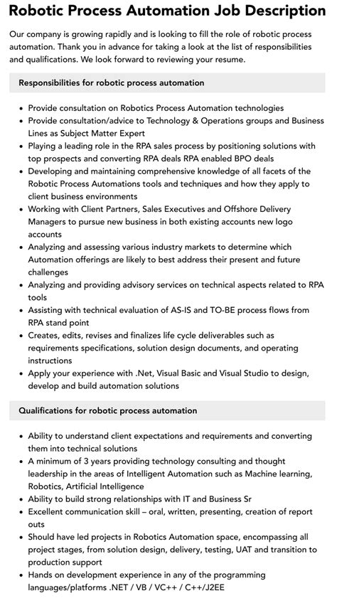 robotic process automation manager jobs
