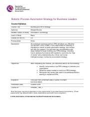 robotic process automation syllabus