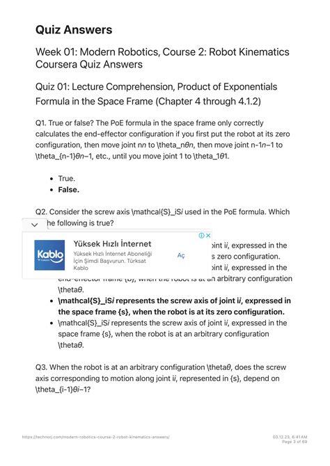 Robotics Quiz With Answers
