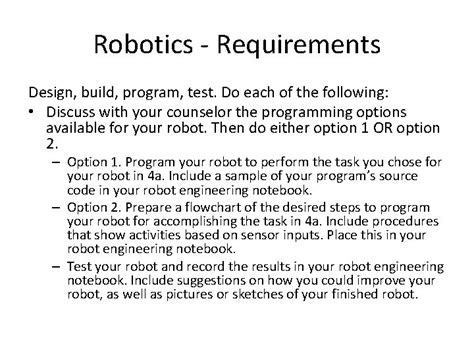 Robotics Requirements