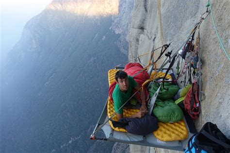 rock climbing sleeping on cliff