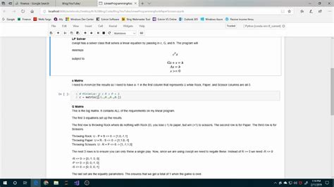 Rock Paper Scissors In Linear Programming