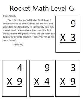 Rocket Math Flash Cards